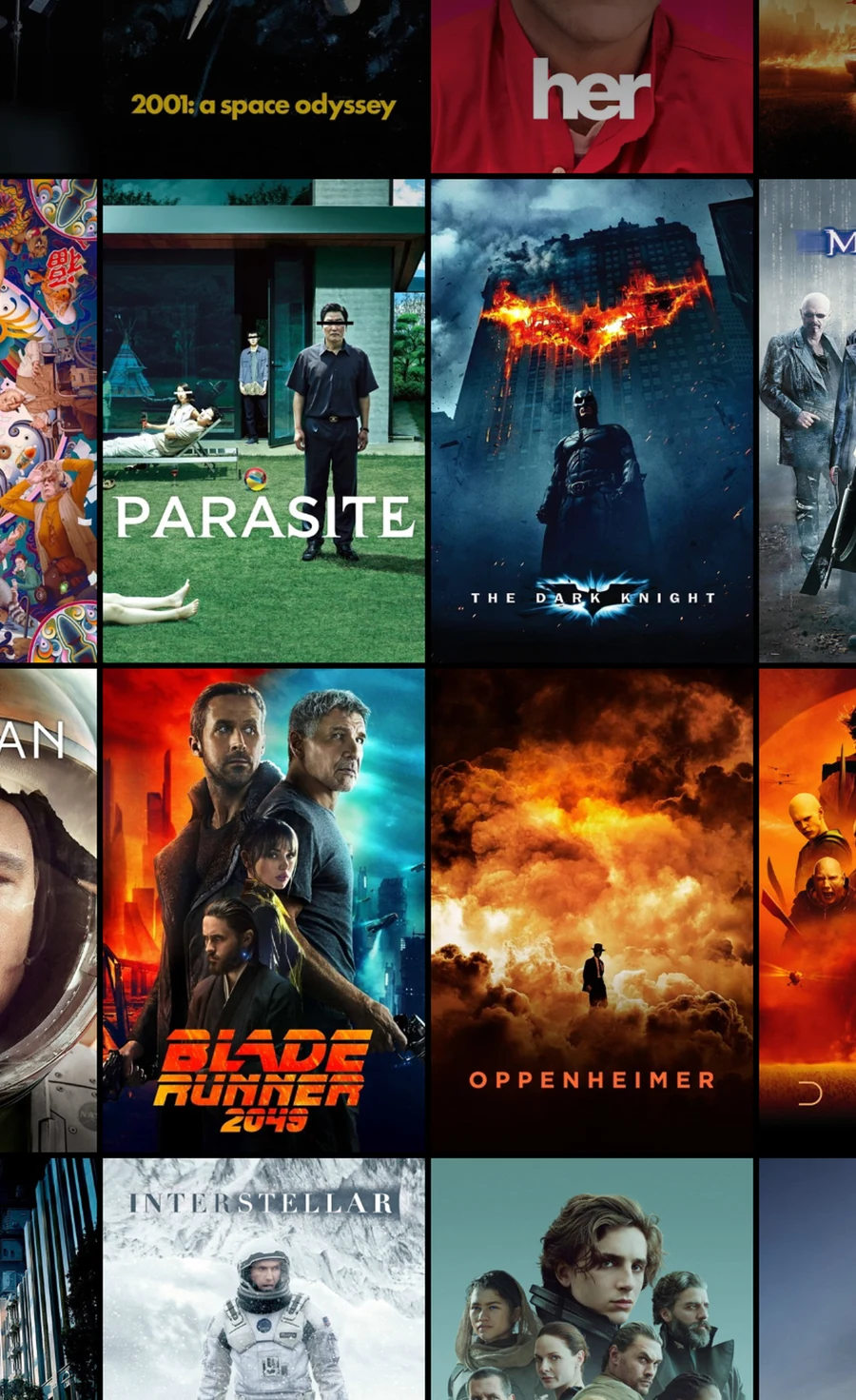 Movie poster grid in TallyTV, with spacing between the posters